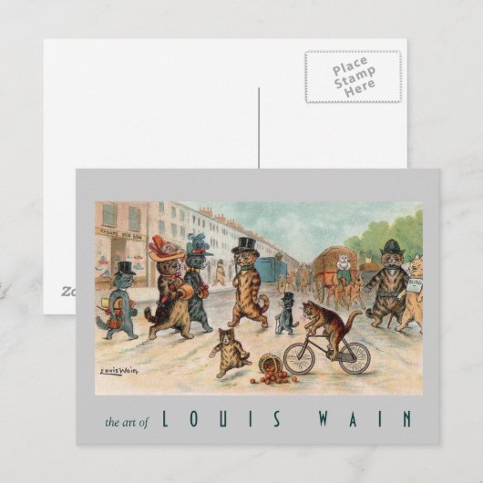 Louis Wain - Stadskat -  kunst Briefkaart (Voorkant / Achterkant)