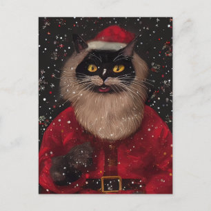Louis Wain stijl Kat Kerstman Ansichtkaart Briefkaart