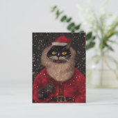 Louis Wain style Cat Santa Claus Postcard Briefkaart (Staand voorkant)