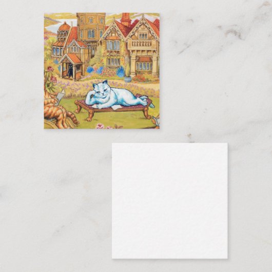 Louis Wain - Summer Tea Party Vierkante Visitekaartje (Voorkant / Achterkant)