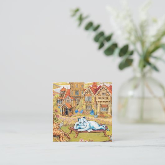 Louis Wain - Summer Tea Party Vierkante Visitekaartje (Staand voorkant)