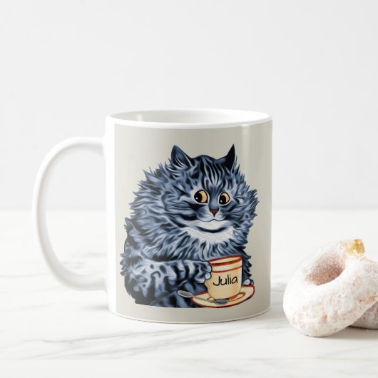 Louis Wain Teacup Cat Art Koffiemok (Met donut)