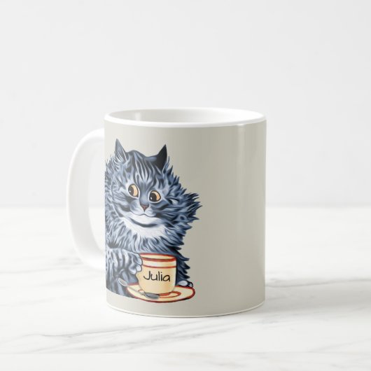 Louis Wain Teacup Cat Art Koffiemok (Voorkant links)