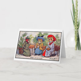 Louis Wain, Three Lady Cats, Art Bedankkaart