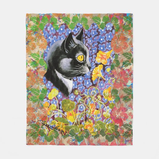  Louis Wain Tuxedo Cat Art Fleece Deken (Voorkant)