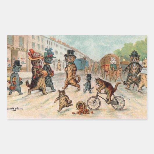 Louis Wain - Victoriaans stadskatten Rechthoekige Sticker (Voorkant)