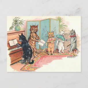 Louis Wain Victoriaanse Katten Salon Muziek circa  Briefkaart