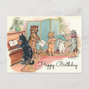 Louis Wain Victoriaanse katten salonmuziek circa 1 Briefkaart
