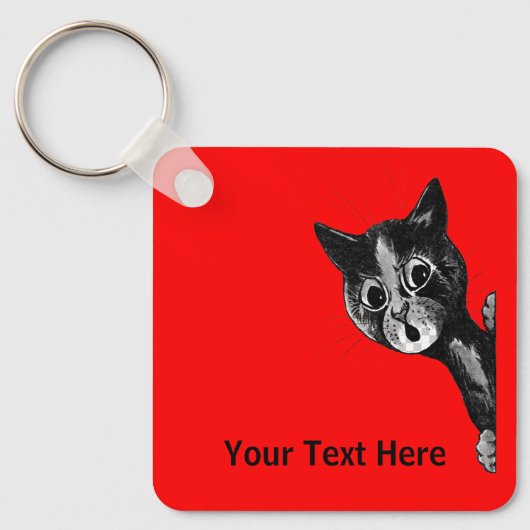 Louis Wain vintage kat afbeelding Sleutelhanger (Voorkant)