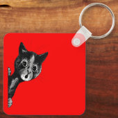 Louis Wain vintage kat afbeelding Sleutelhanger (Achterkant)