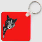 Louis Wain vintage kat afbeelding Sleutelhanger (Achterkant)