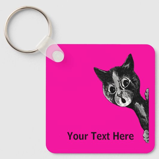 Louis Wain vintage kat afbeelding Sleutelhanger (Voorkant)