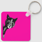 Louis Wain vintage kat afbeelding Sleutelhanger (Achterkant)