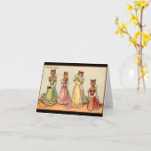 Louis Wain Wallflower Girl Cats Kaart (Gele Bloem)