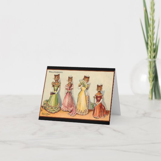 Louis Wain Wallflower Girl Cats Kaart (Voorkant)