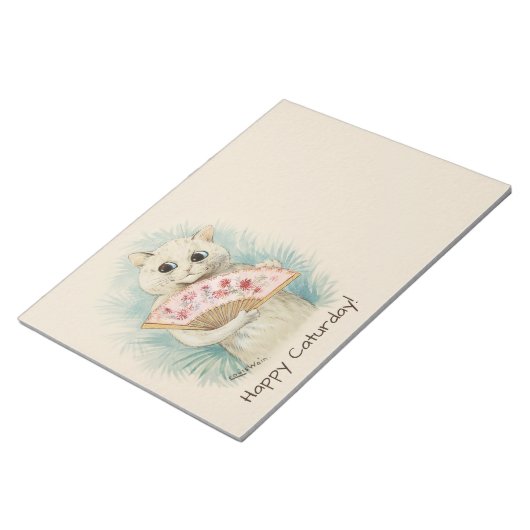 Louis Wain White cat met een fan CC0038 Notitieblok (Schuin)