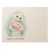 Louis Wain White cat met een fan CC0038 Notitieblok (Voorkant)