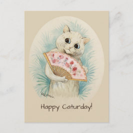 Louis Wain White cat met een fan CC0478 Briefkaart