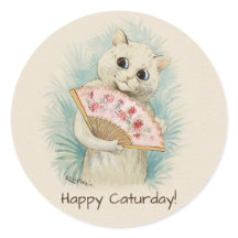 Louis Wain White cat met een fan CC0707