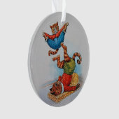 Louis Wain's Acrobat Cats Vintage Kerstmis Ornament (voorkant)