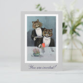 Louis Wain's Katten in Tuxedo Dinner Invitation Kaart (Staand voorkant)