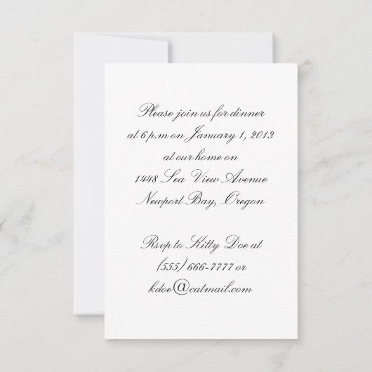 Louis Wain's Katten in Tuxedo Dinner Invitation Kaart (Achterkant)