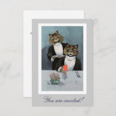 Louis Wain's Katten in Tuxedo Dinner Invitation Kaart (Voorkant / Achterkant)