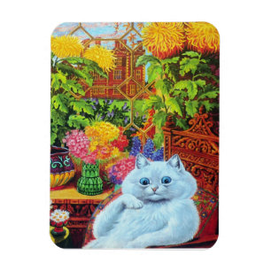 Louis Wain's White Cat in Garden Room Magneet