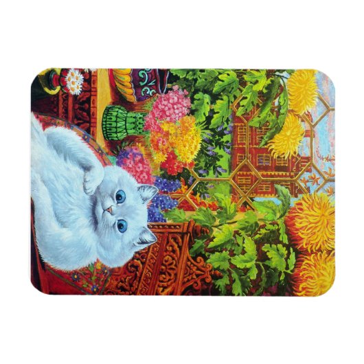 Louis Wain's Witte Kat in Tuinkamer Magneet (Horizontaal)
