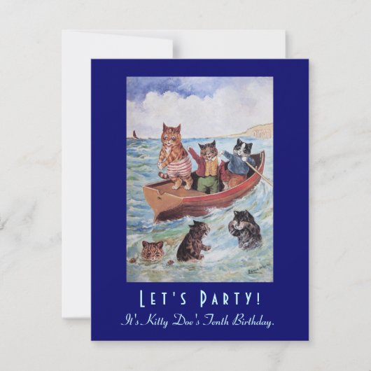 Louis Wain's Zwemende Katten Birthday Party Kaart (Voorkant)
