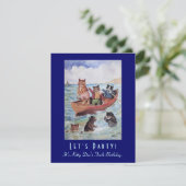 Louis Wain's Zwemende Katten Birthday Party Kaart (Staand voorkant)