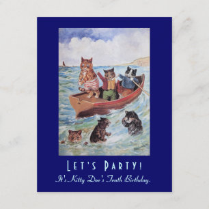 Louis Wain's Zwemende Katten Birthday Party Kaart