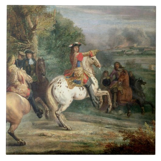 Louis XIV (1638-1715) Toezicht op de belegering va Tegeltje (Voorkant)