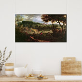 Louis XIV Het jagen bij Marly met een Uitzicht Poster (Keuken)