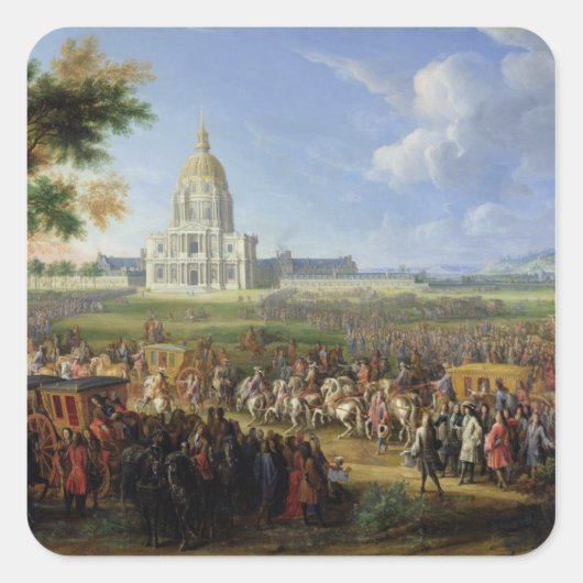 Louis XIV his Entourage Visiting Les Invalides Vierkante Sticker (Voorkant)