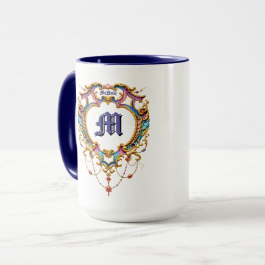 Louis XV Cartouche Naam & Monogram Mok (Voorkant links)