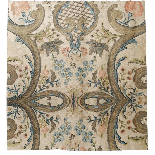 Louis XV Floral Print Elegant Shower Curtain Douchegordijn (Voorkant)