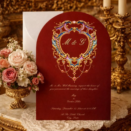 Louis XV Rococo Wapenschild Monogram Foto Kaart