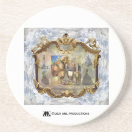 Louis XVI en Marie Antoinette Clouded Mirror 2 Zandsteen Onderzetter