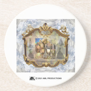 Louis XVI en Marie Antoinette Clouded Mirror 2 Zandsteen Onderzetter