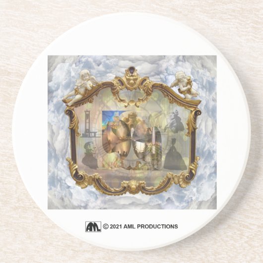 Louis XVI en Marie Antoinette Clouded Mirror 2 Zandsteen Onderzetter (Voorkant)