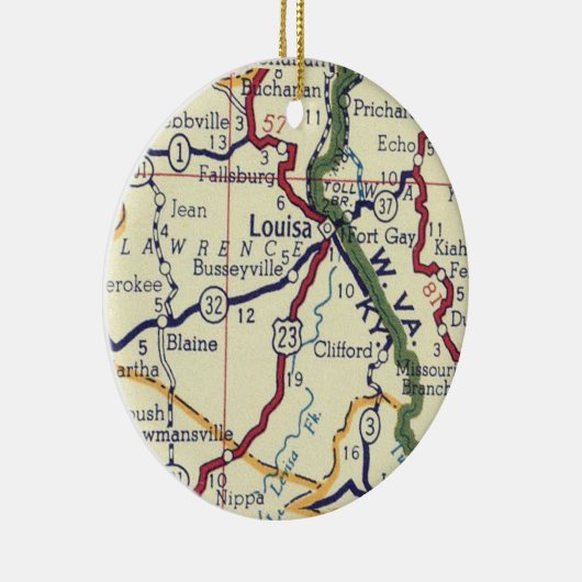 Louisa KY  Map Keramisch Ornament (Rechts)