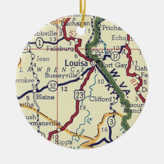 Louisa KY Map Keramisch Ornament (Voorkant)