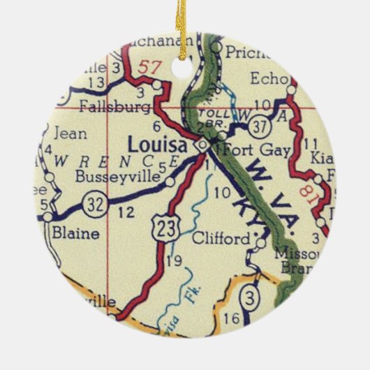 Louisa KY  Map Keramisch Ornament (Achterkant)