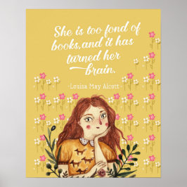 Louisa May Alcott Book Lover Floral Art Print