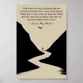 Louisa May Alcott citaat minimalistisch Ver Weg in Poster