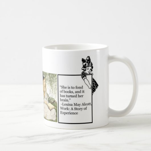 Louisa May Alcott Funny quote voor Book Lovers Koffiemok (Rechts)