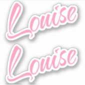 Louise decoratieve naam in roze x2 sticker (Voorkant)
