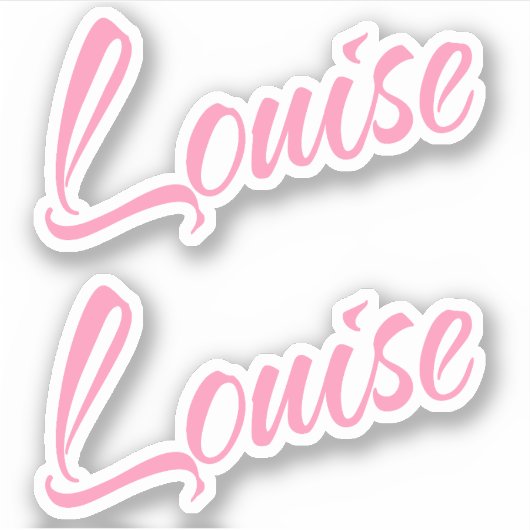 Louise decoratieve naam in roze x2 sticker (Voorkant)