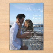 Louise Eenvoudige Foto Moderne bruiloft Save the D Acryl Uitnodigingen (Voorkant)